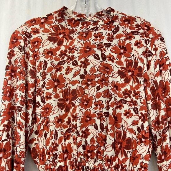 Andree By Unit Womens Blouse Multicolor Floral Bell Sleeve Cutout Back S New - Picture 2 of 12